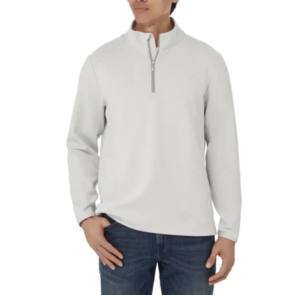 Kirkland Signature Men's M Gray 1/4 Zip Pullover Scuba Sweatshirt M0909